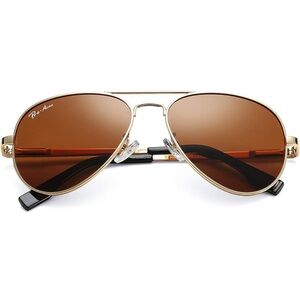 ☀️ New POLARIZED Gold Frame / Brown Lens Sunglasses 58mm